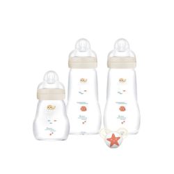 MAM - Coffret de Biberons en Verre 0-6M X3 + Sucette