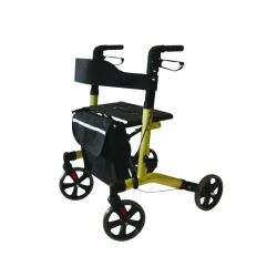 Déambulateur Léger en Aluminium Pliant avec Siège et Porte‑Cannes