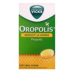 VICKS OROPOLIS PASTILLES SANS SUCRES  ADOUCISSANTES MIEL CIT B/20
