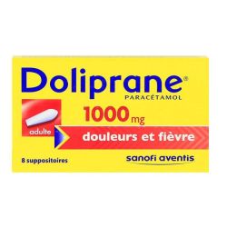 Doliprane 1000mg - paracétamol - 8 suppositoires