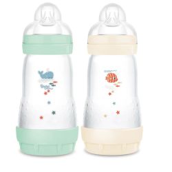 Lot de 2 biberons MAM Easy Start anti-colique 320ml Menthe + Coton