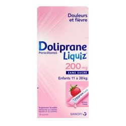 Doliprane Liquiz 200mg - paracétamol - 12 sachets suspension buvable