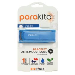 Bracelet parakito anti-moustiques rechargeable adulte Bleu + 2 recharges