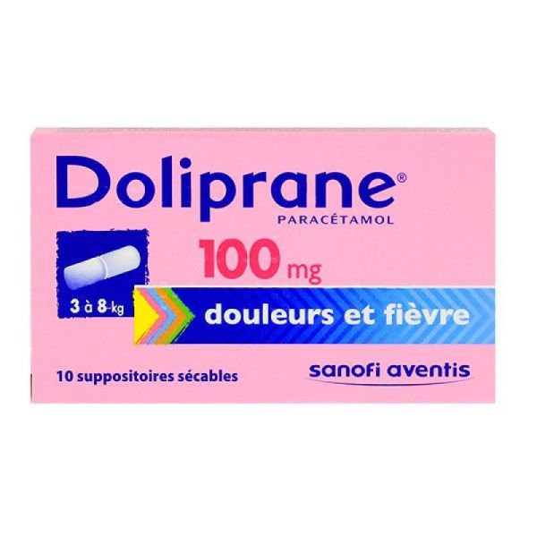 Doliprane 100mg - paracétamol - 10 suppositoires