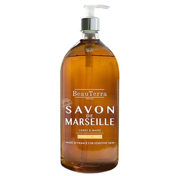 Savon de Marseille vanille miel corps mains 1 Litre