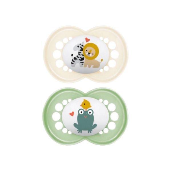 MAM Sucette original animal 6+mois X2 - Phosphorescent - (4 colories)