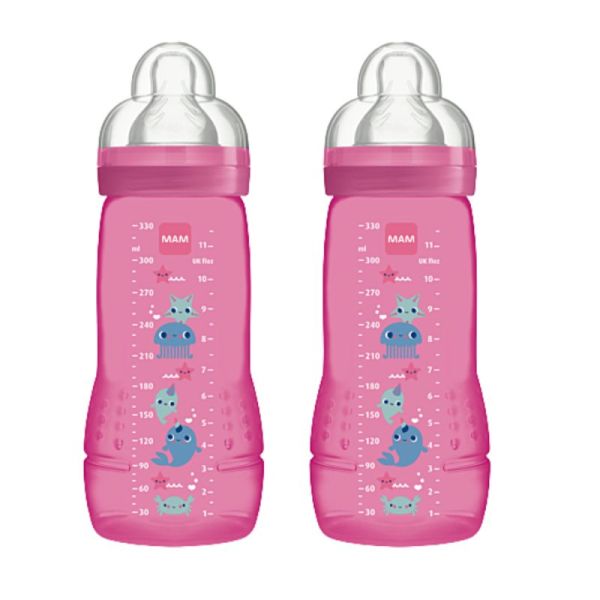 Lot 2 biberons MAM Easy Active 2ᵉ âge 330 ml