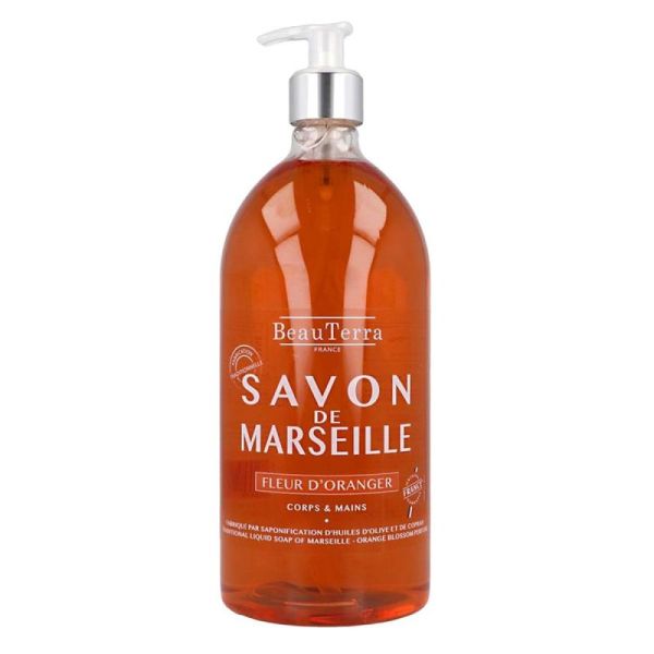 Savon de Marseille fleur d'oranger corps mains 1 Litre
