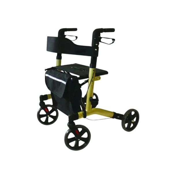 Déambulateur Léger en Aluminium Pliant avec Siège et Porte‑Cannes