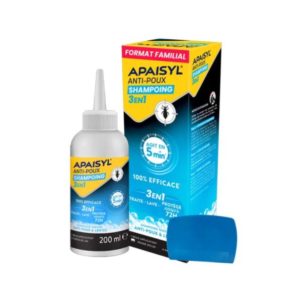 Apaisyl Shampoing anti-poux 3 En 1 200ml - Format Familial
