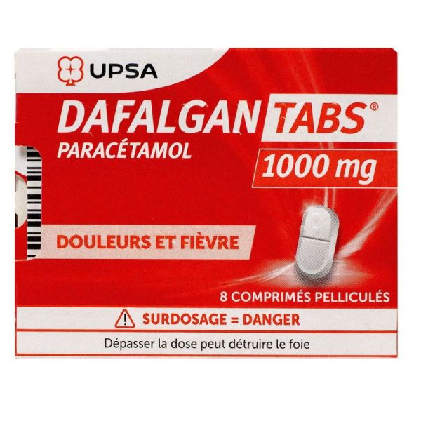 DafalganTabs 1000mg - paracétamol - 8 comprimés