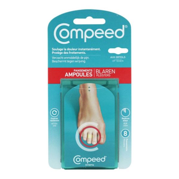 COMPEED 8 pansements ampoules orteils seconde peau