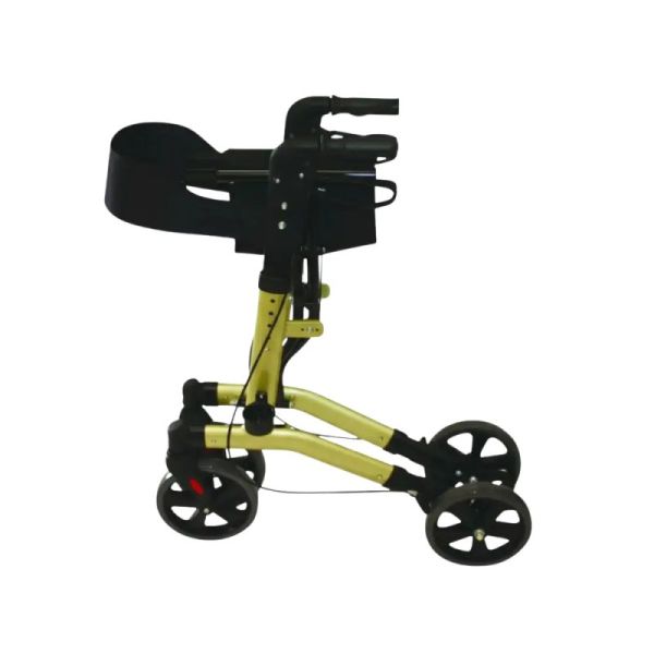 Déambulateur Léger en Aluminium Pliant avec Siège et Porte‑Cannes