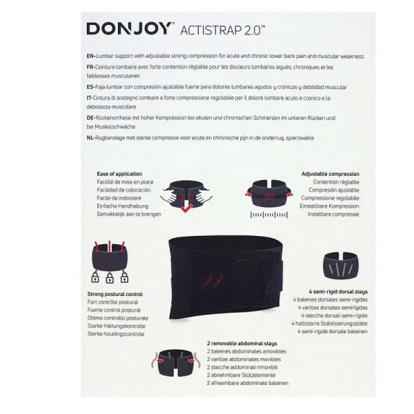 Donjoy CEINTURE LOMBAIRE  Actistrap 2.0 H 26 taille  M (82-98 cm)