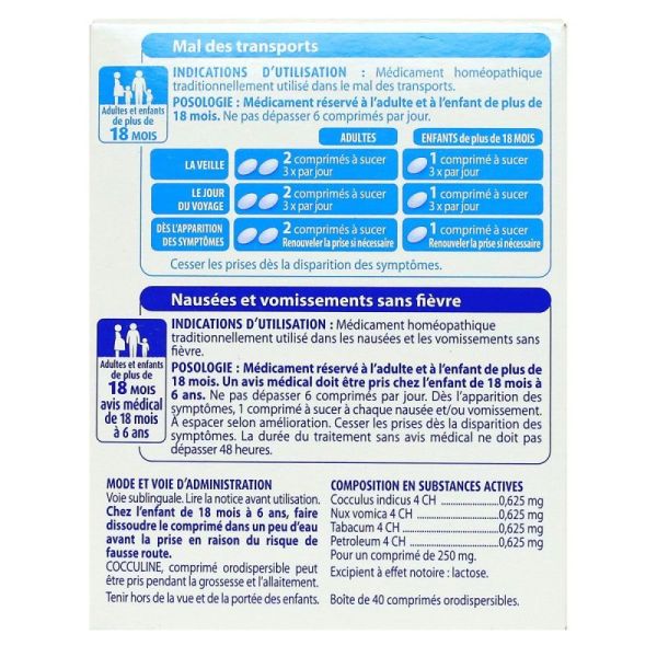 Cocculine 40 comprimés
