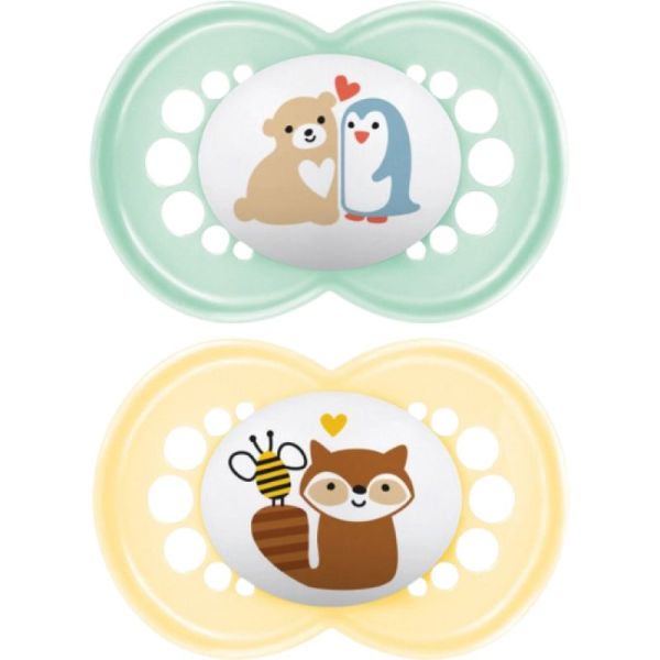MAM Sucette original animal 6+mois X2 - Phosphorescent - (4 colories)