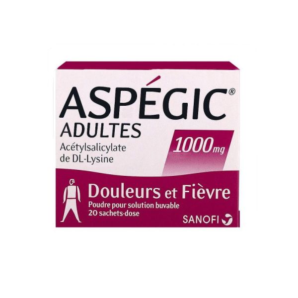 Aspégic 1000mg adultes 20 sachets