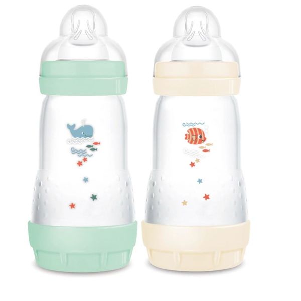 Lot de 2 biberons MAM Easy Start anti-colique 320ml Menthe + Coton