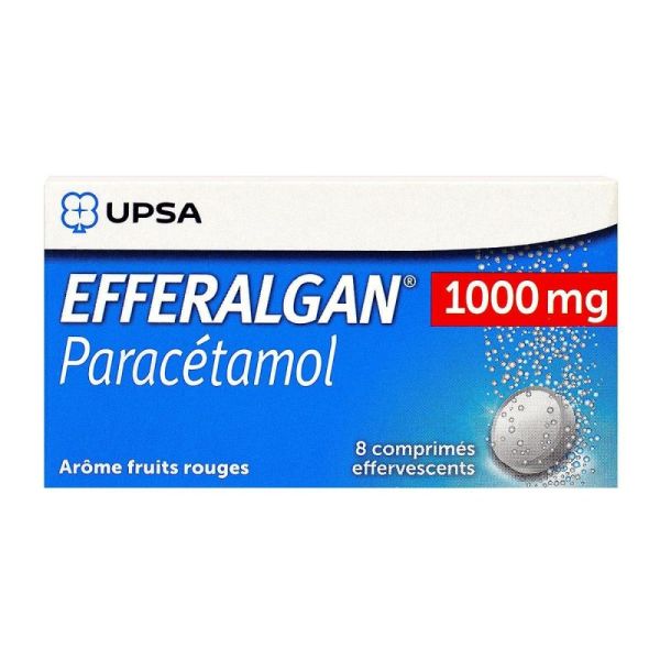 Efferalgan 1g - paracétamol - 8 comprimés effervescents fruits rouges