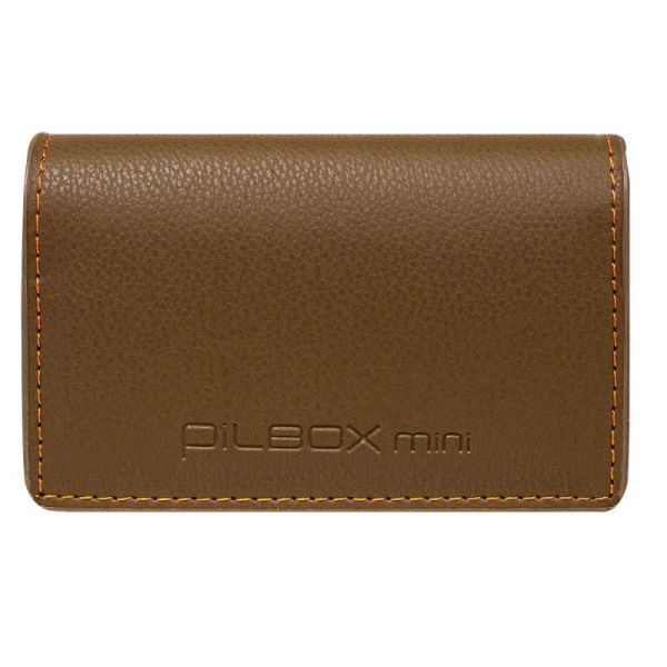 Pilbox mini pilulier semainier taupe orange