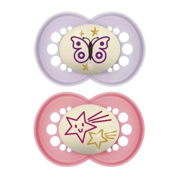 sucettes MAM Original 18+ mois x2 - Phosphorescent - (6 colories)