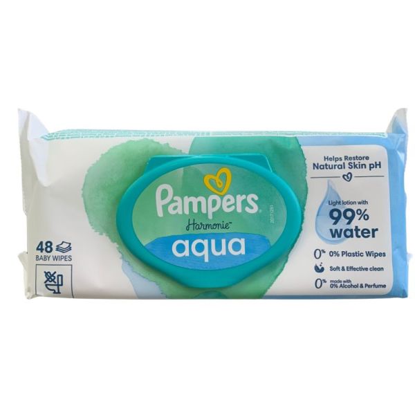 PAMPERS HARMONIE AQUA 0% LINGET 48