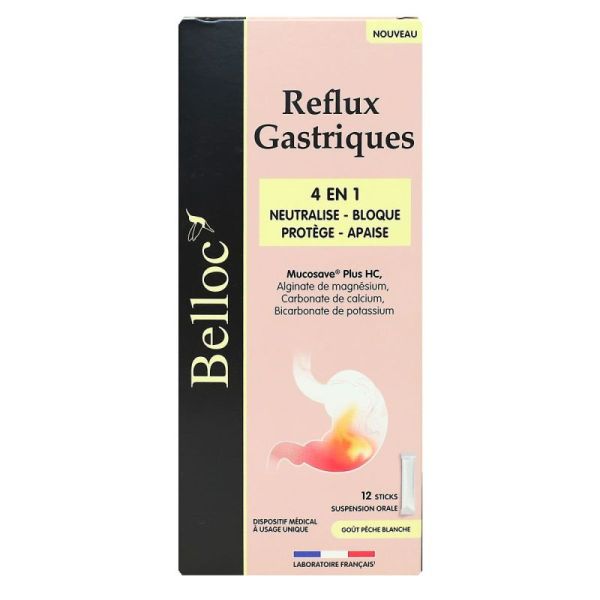 Reflux gastriques 4en1 gout pêche blanche 12 sticks x 15ml