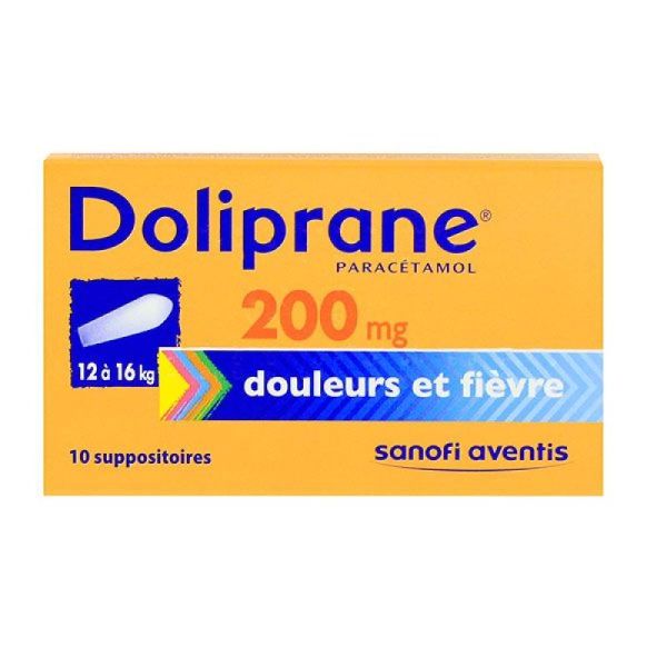Doliprane 200mg - paracétamol - 10 suppositoires