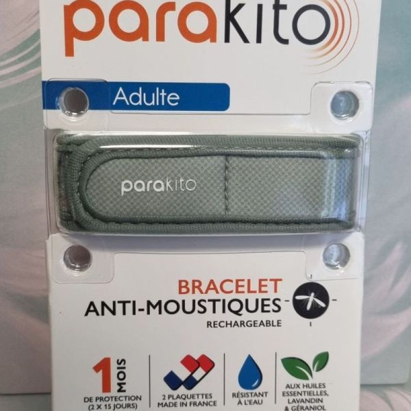 parakito Bracelet anti-moustiques rechargeable adulte kaki
