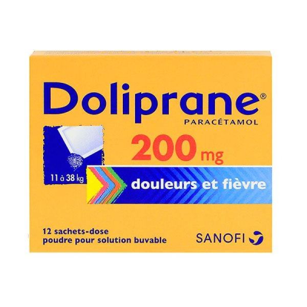 Doliprane 200mg - paracétamol - 12 sachets
