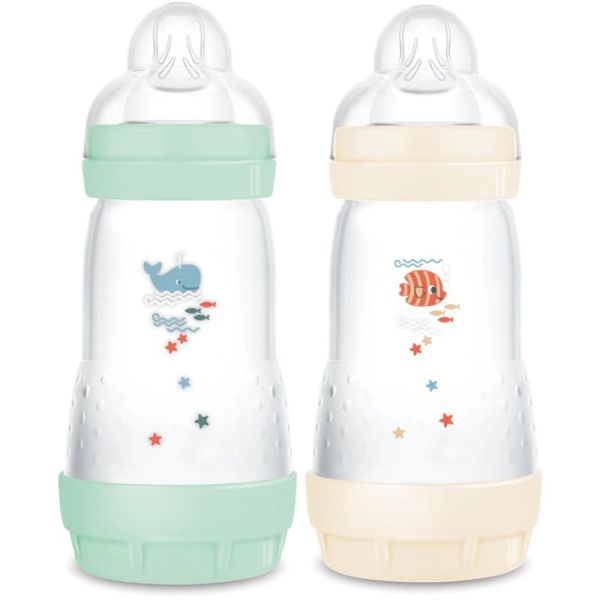 Lot 2 biberons MAM Easy Start anti-colique 260ml Menthe + Coton