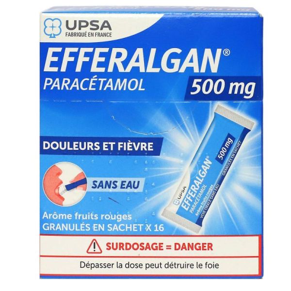 Efferalgan 500mg -paracétamol - fruits rouges 16 sachets