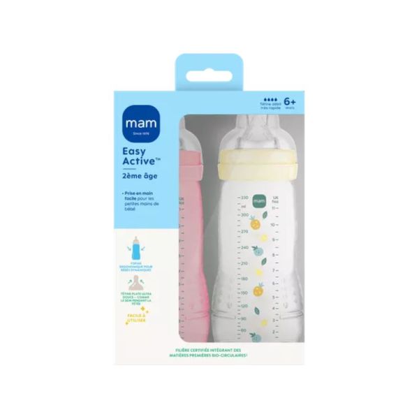 Lot de 2 Biberons MAM - Easy Active Berry et Pearl Deb X - 330X2