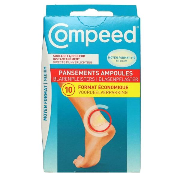 COMPEED  10 pansements ampoules moyen format