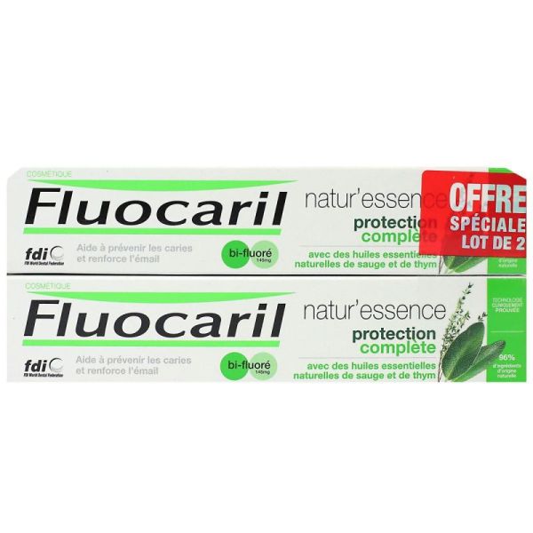 FLUOCARIL natur'essence dentifrice protection complète bi-fluoré 145 mg 2x75ml