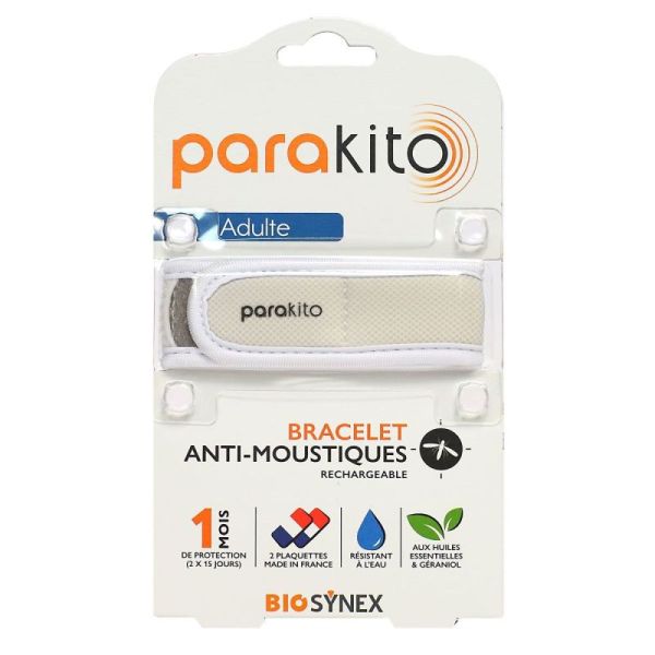 parakito Bracelet anti-moustiques rechargeable adulte Blanc + 2 recharges